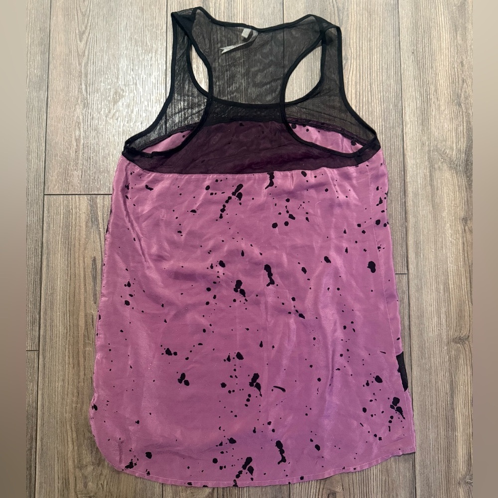 Petticoat Alley 100% Silk Purple Black Sleeveless Top Women’s XS - Picture 3 of 4